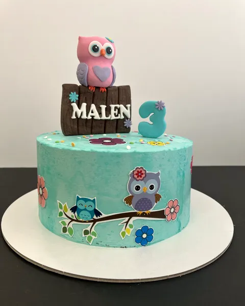 Tarta de búhos con el 3