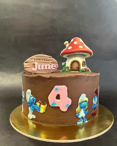 Tarta de los Pitufos con el 4