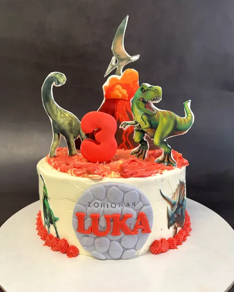 Tarta de dinosaurios con el 3
