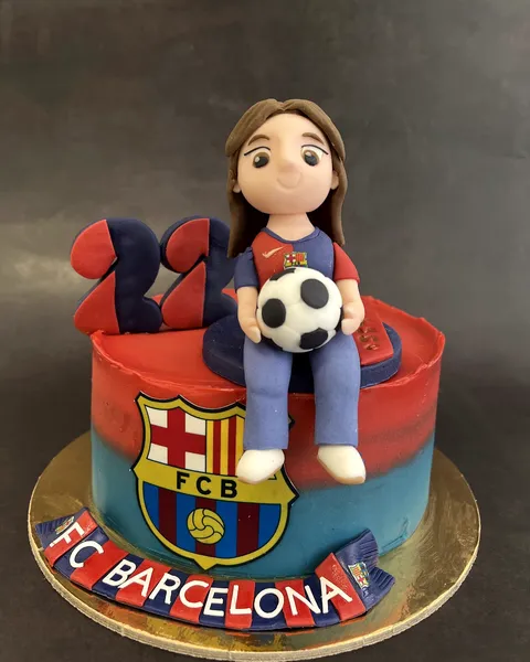 Tarta del FC Barcelona con figura