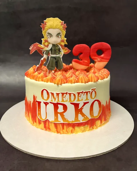 Tarta de Kimetsu no Yaiba con el 39