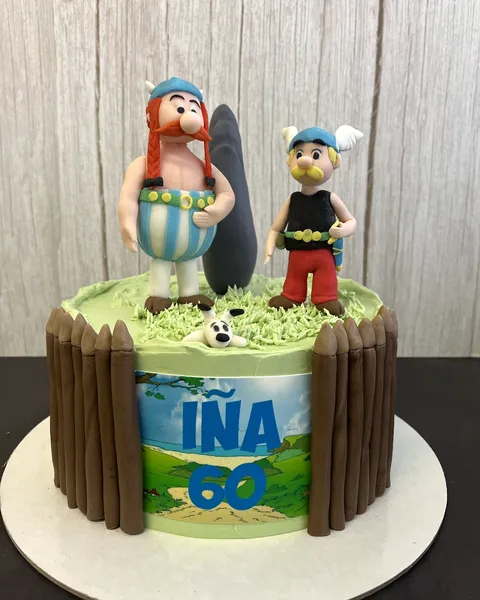 Tarta de Astérix y Obélix con el 60