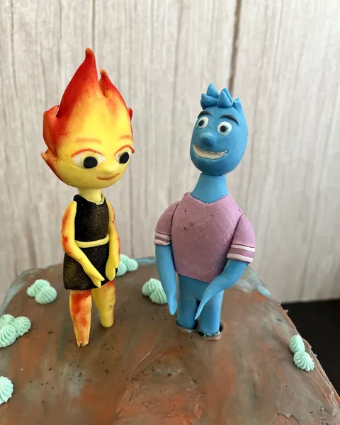 Ember y Wade de Elemental de fondant